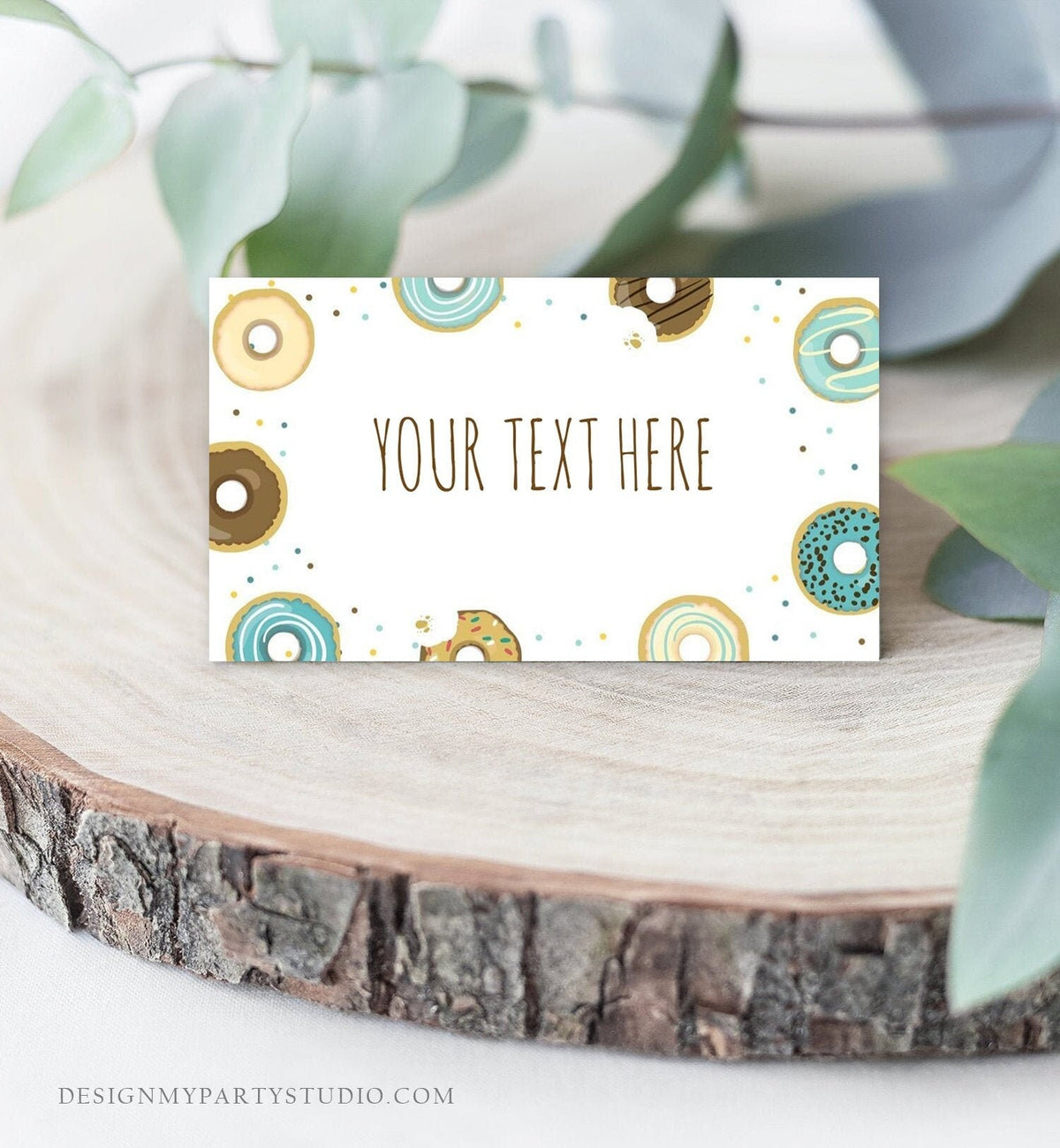 Editable Donut Food Label Blue Boy Donut Place Card Donut Tent Card Escort Card Doughnut Birthday Baby Shower Bridal Template Printable 0050