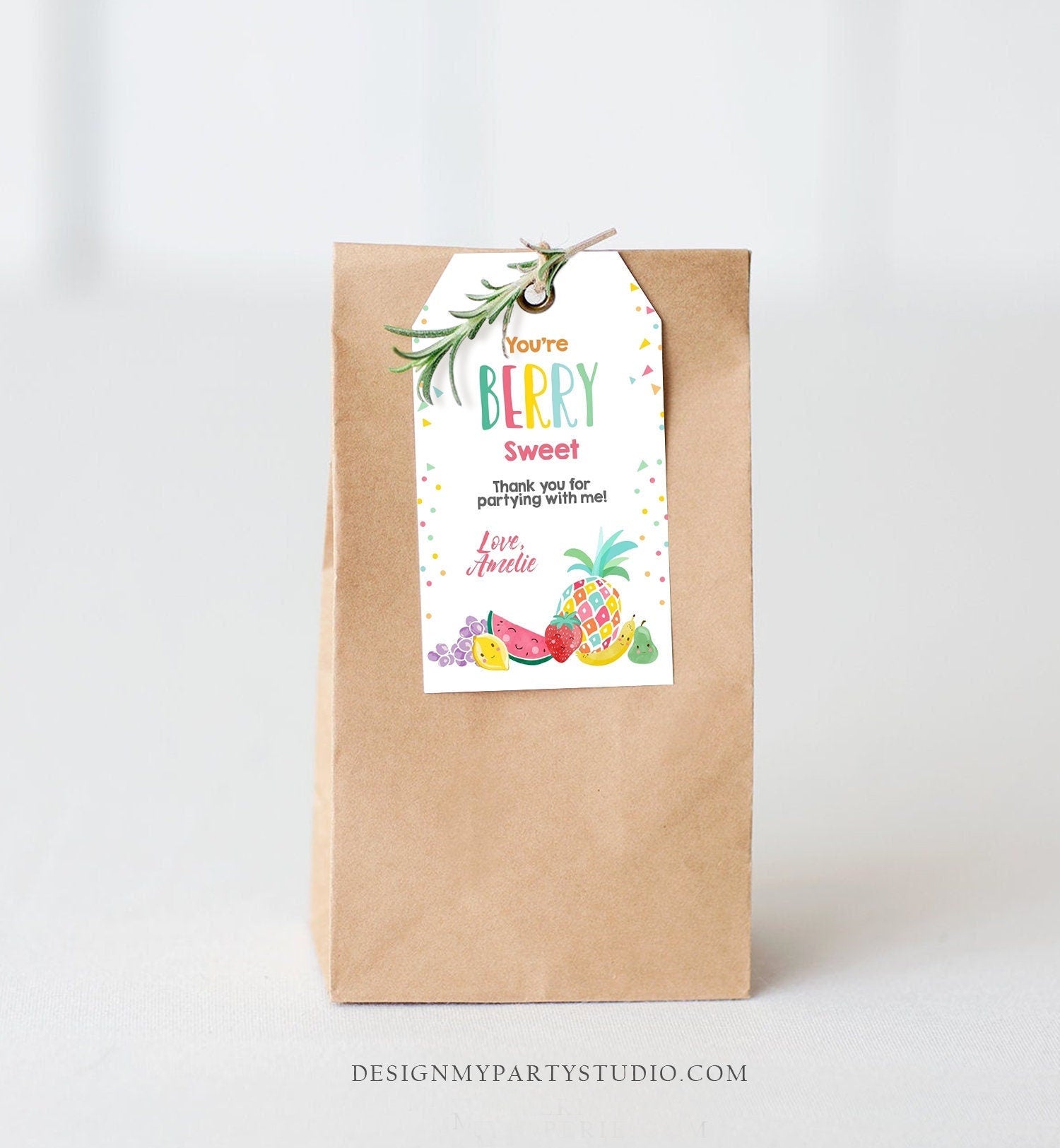 Editable Favor Tag Two-tti Frutti Birthday Two-tti Fruiti Party Fruit Thank You Tag Tropical Summer Digital Download Template Printable 0139