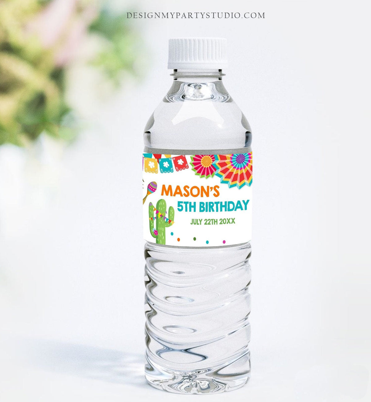 Editable Water Bottle Labels Fiesta Drive By Birthday Decor Cactus Mexican Siesta Quarantine Printable Bottle Label Template Printable 0045