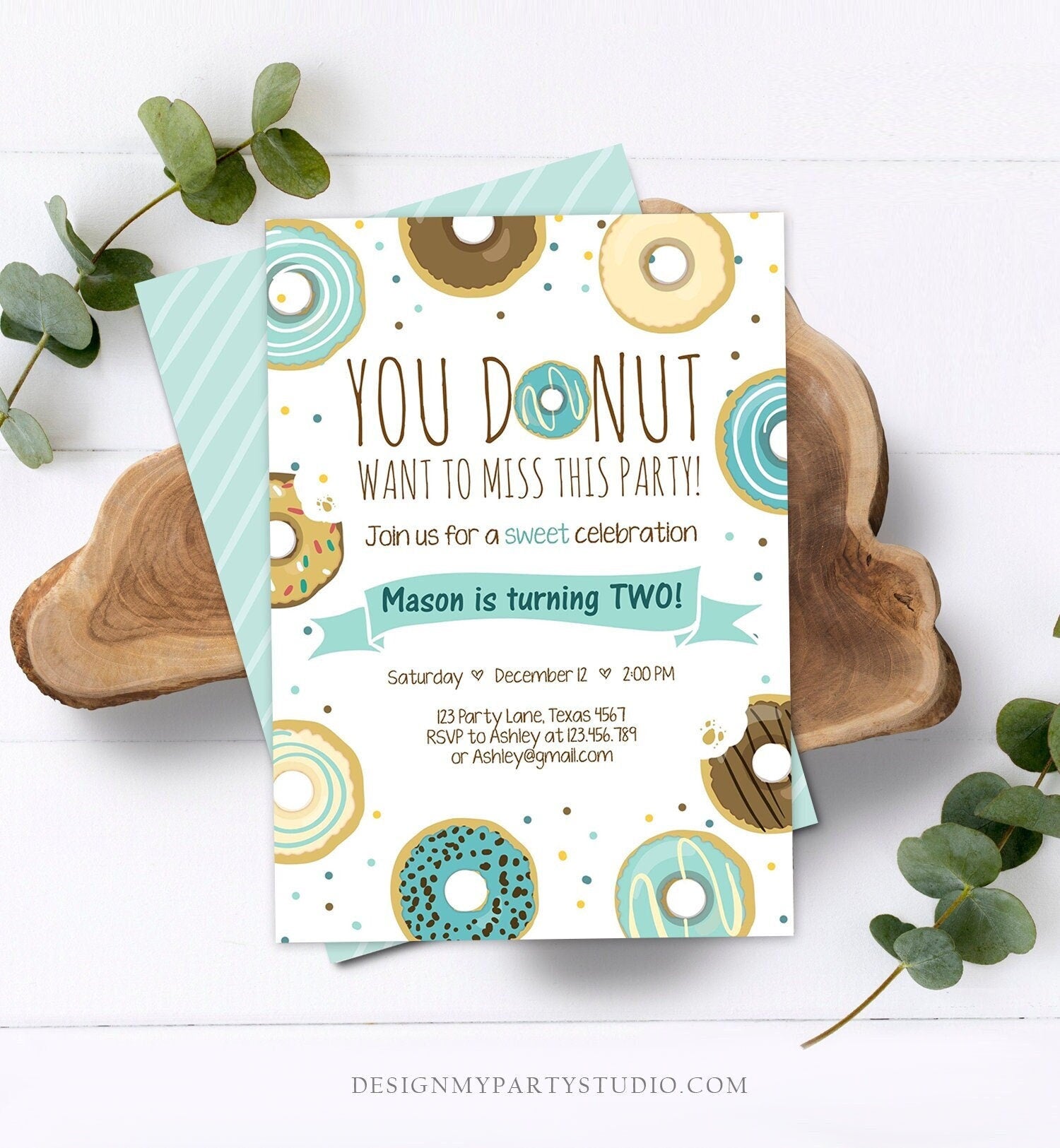 Editable Donut Birthday Invitation You Donut Want To Miss This Boy Sweet First Birthday 1st Donut Grow Up Digital Template Printable 0050