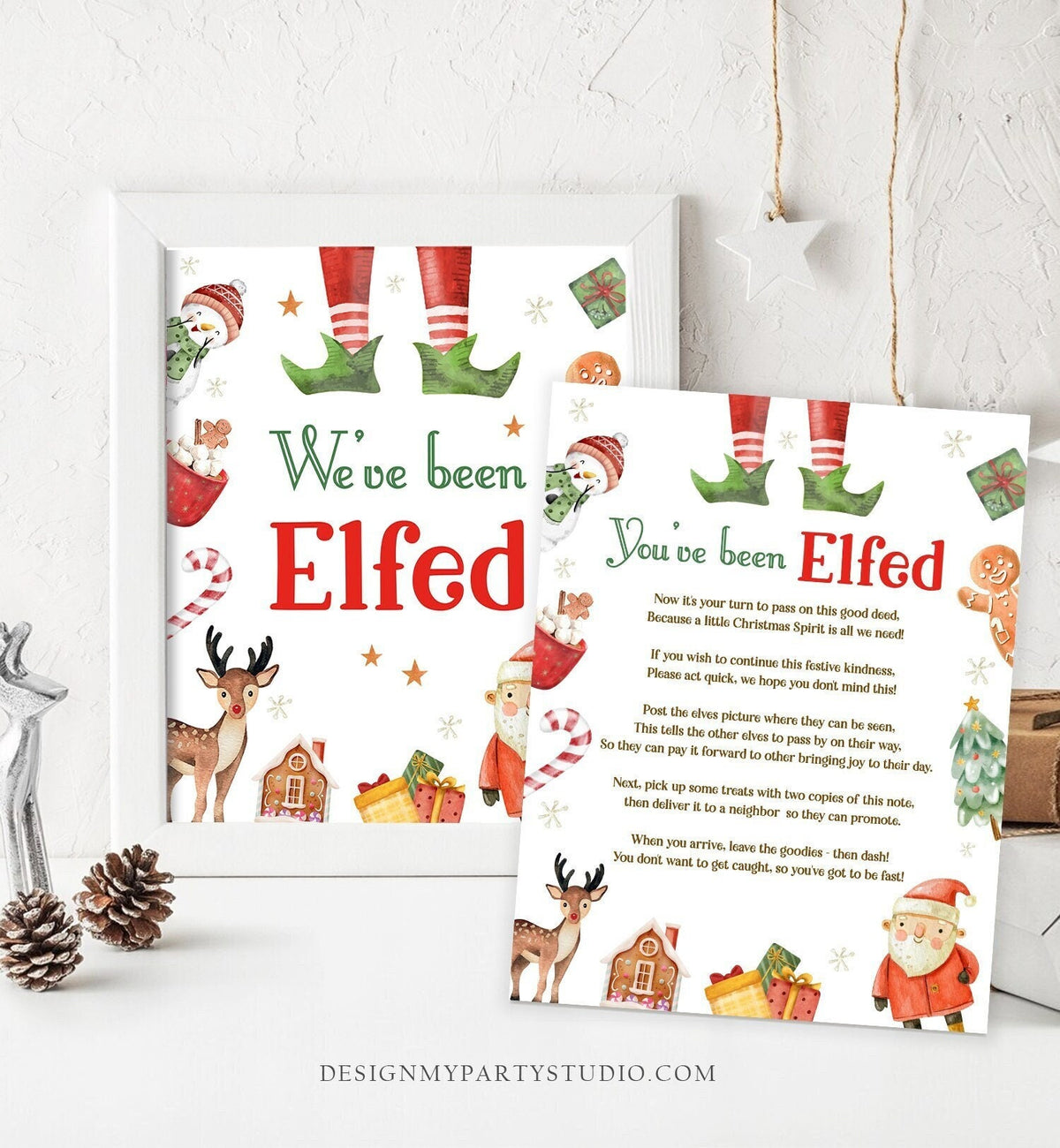 Editable You&#39;ve Been Elfed Christmas Game We&#39;ve Been Elfed Christmas Elf Elfed Sign Instructions Treat Holiday Template Printable 0445