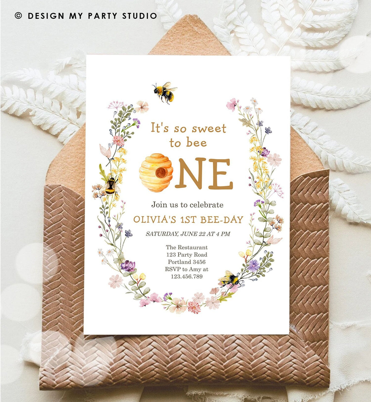 Editable Sweet to Bee One Invitation First Bee-Day Party 1st Bee Day Honey Girl First Birthday Bumble Bee Invitation Digital Printable 0502
