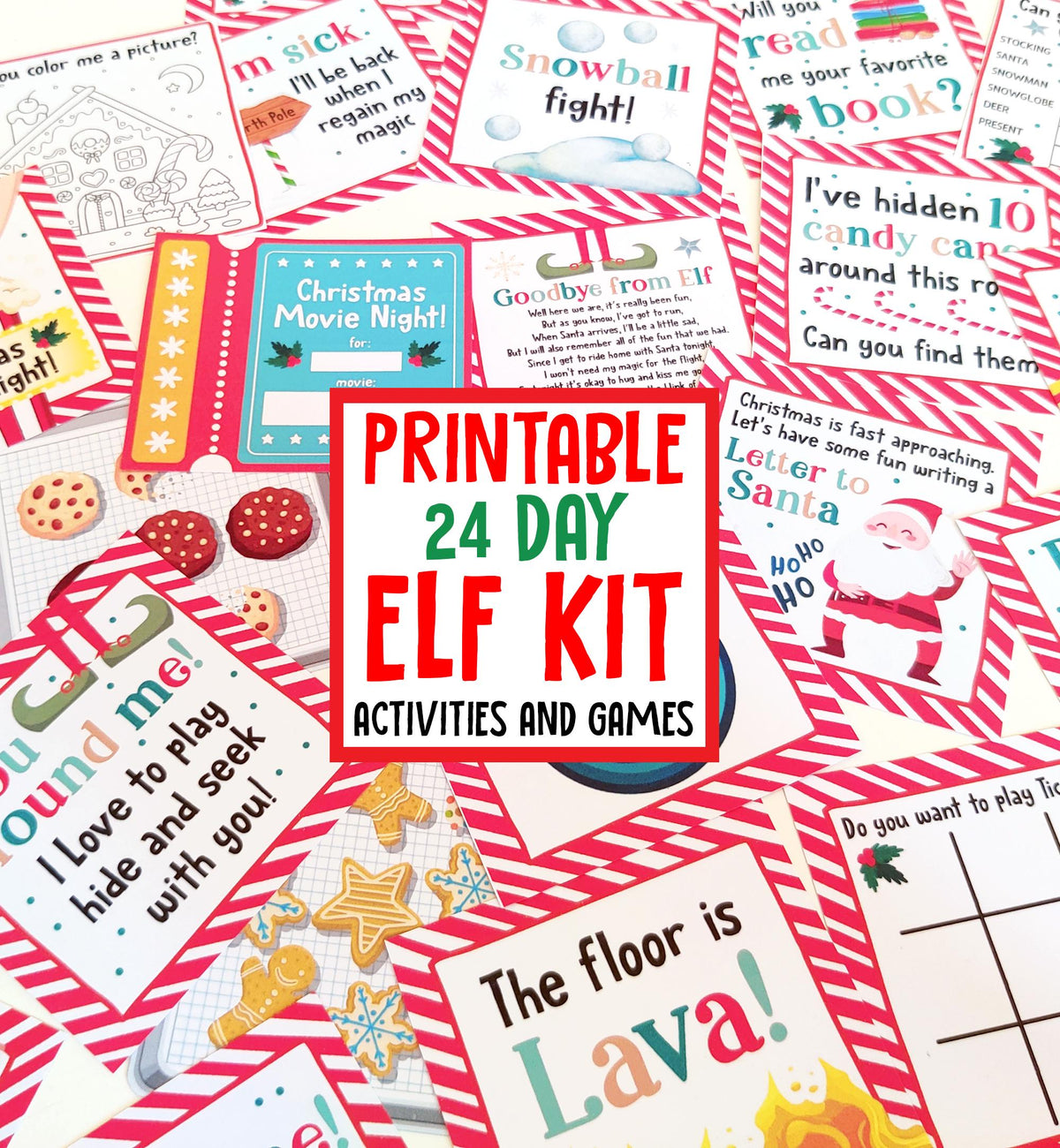 Elf Activity Bundle 24 Days Elf Note Cards Kit Bundle Christmas Elf Props Elf Activities Elf Letters Elf Ideas Games Instant Download 0008