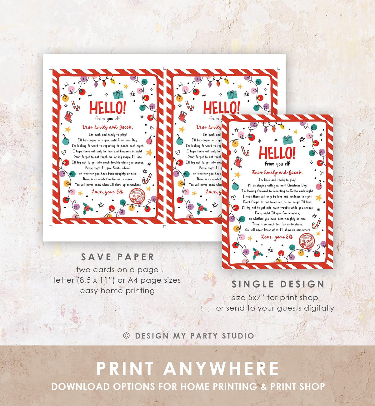 Editable Hello From Your Elf Arrival Letter Return Letter Christmas Elf I&#39;m Back Elf Welcome Elf Digital Download Template Printable 0521