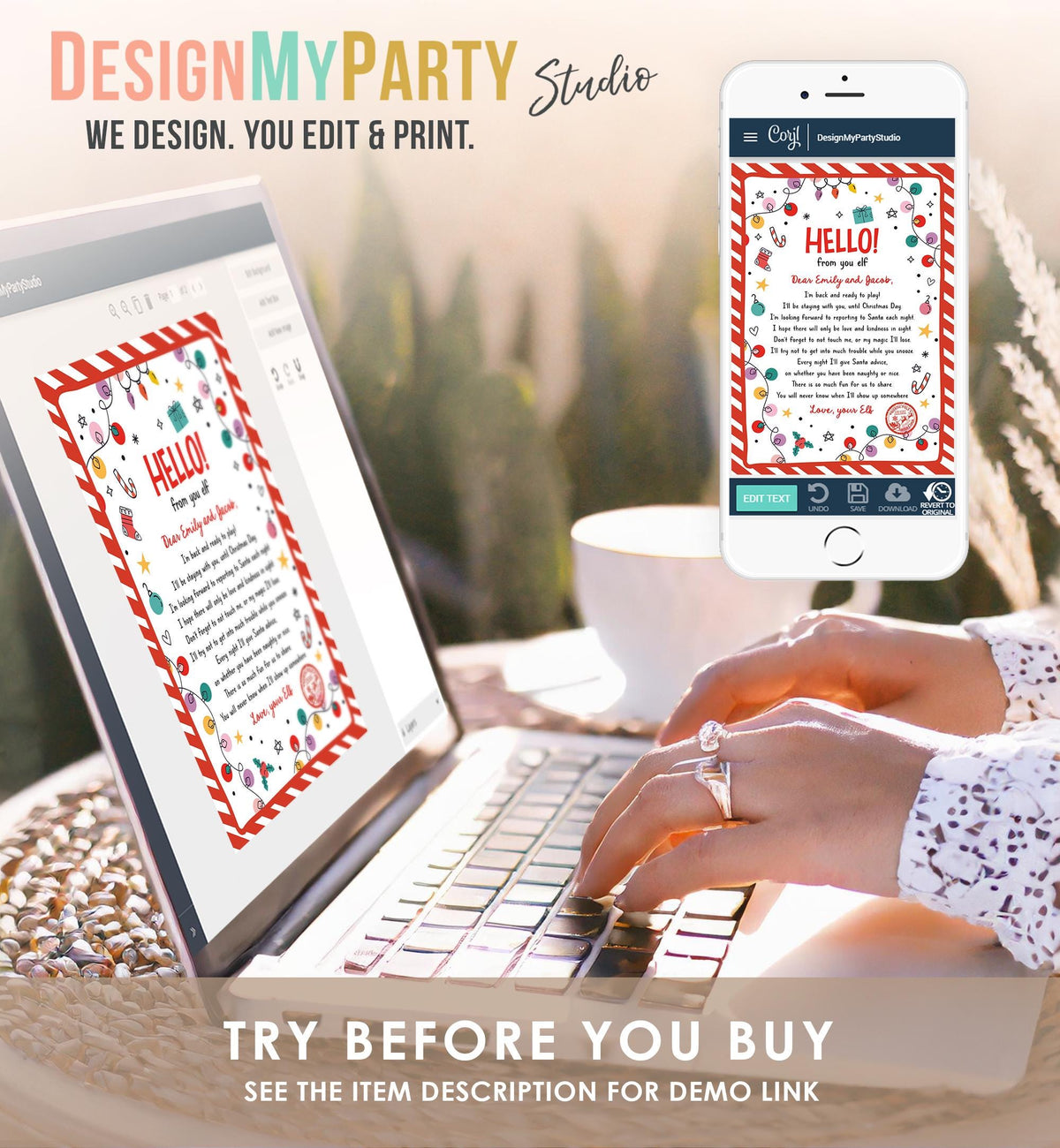 Editable Hello From Your Elf Arrival Letter Return Letter Christmas Elf I&#39;m Back Elf Welcome Elf Digital Download Template Printable 0521