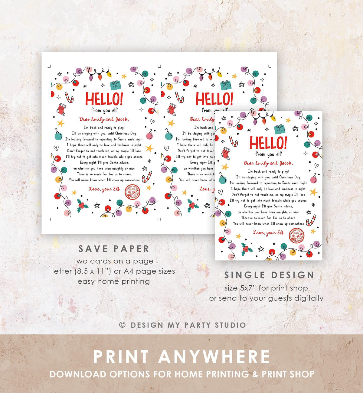 Editable Hello From Your Elf Arrival Letter Return Letter Christmas Elf I&#39;m Back Elf Welcome Elf Digital Download Template Printable 0521