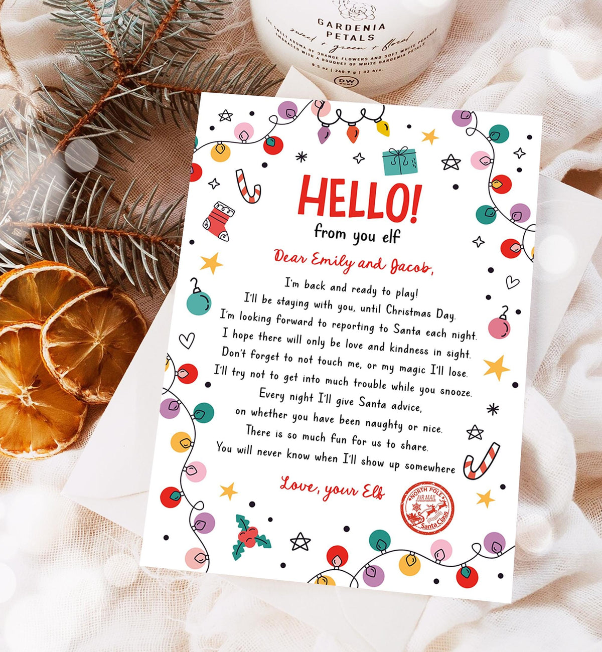 Editable Hello From Your Elf Arrival Letter Return Letter Christmas Elf I&#39;m Back Elf Welcome Elf Digital Download Template Printable 0521