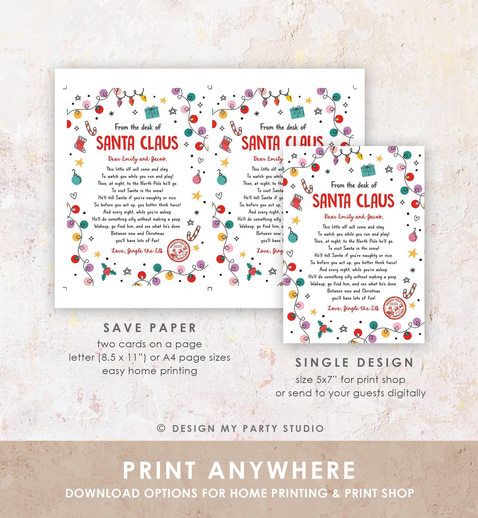 Editable From the Desk of Santa Claus First Time Elf Arrival Letter Return Letter Christmas Elf I'm Back Digital Template Printable 0521