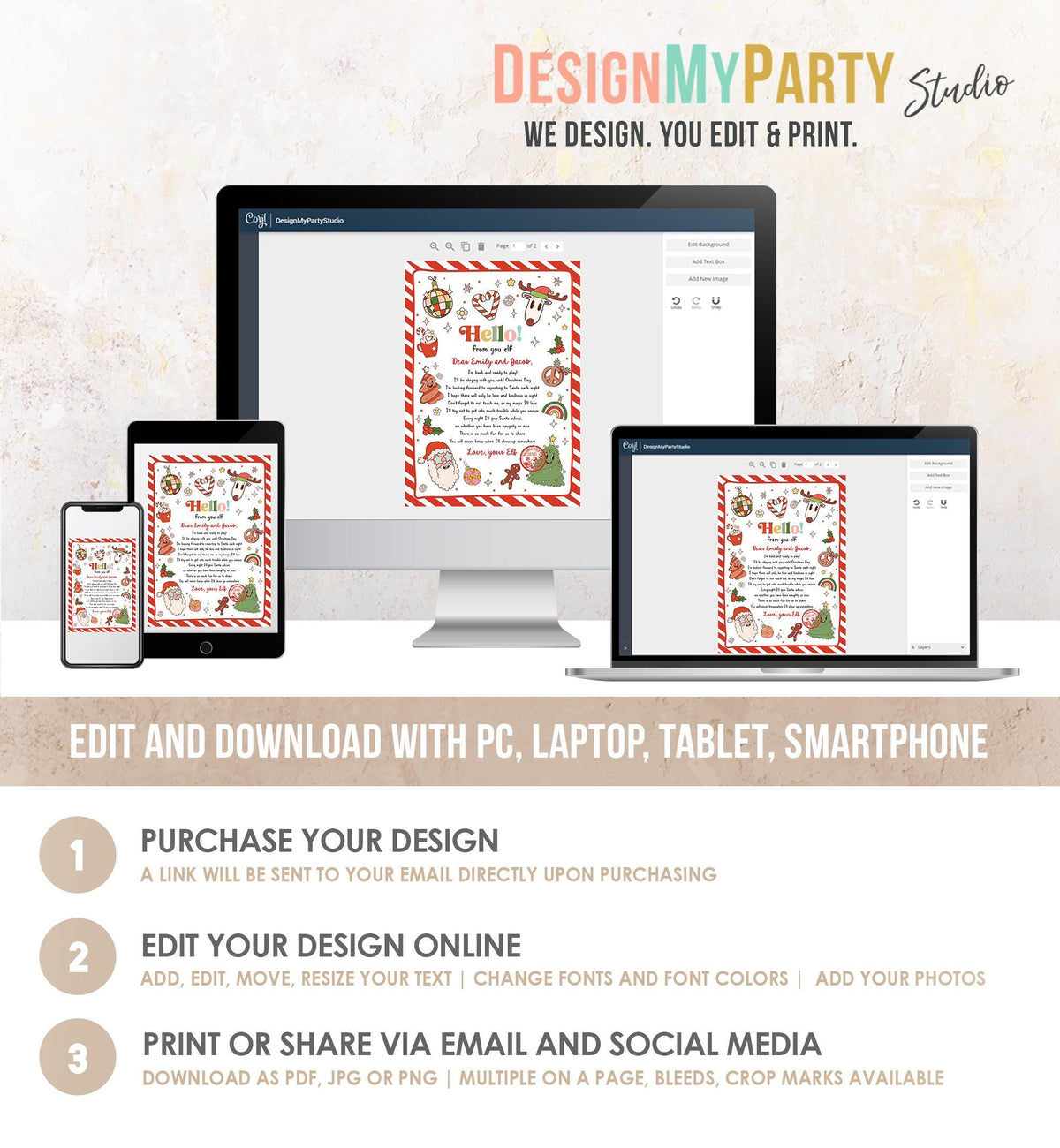 Editable Hello From Your Elf Arrival Letter Return Letter Christmas Elf I&#39;m Back Elf Welcome Elf Digital Download Template Printable 0522