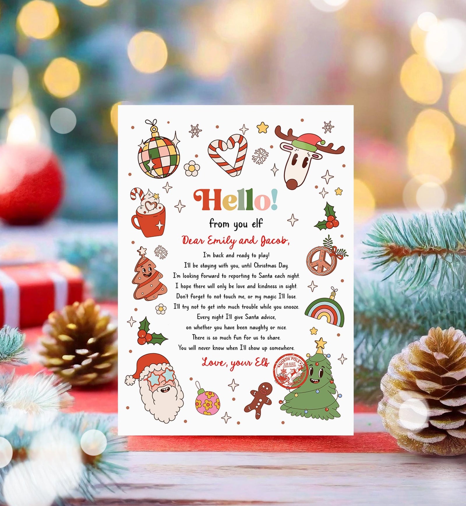 Editable Hello From Your Elf Arrival Letter Return Letter Christmas Elf I'm Back Elf Welcome Elf Digital Download Template Printable 0522