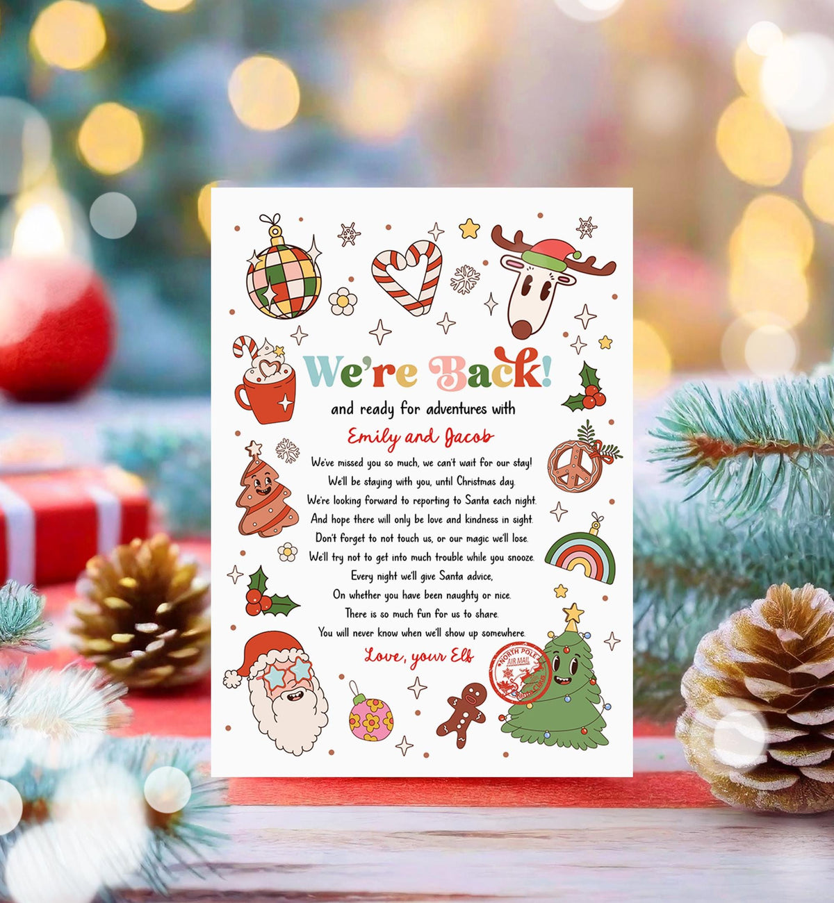 Editable Elf Arrival Letter Return Letter Christmas Elf We&#39;re Back Elf Welcome Hello from Elves Boy Girl Digital Template Printable 0522