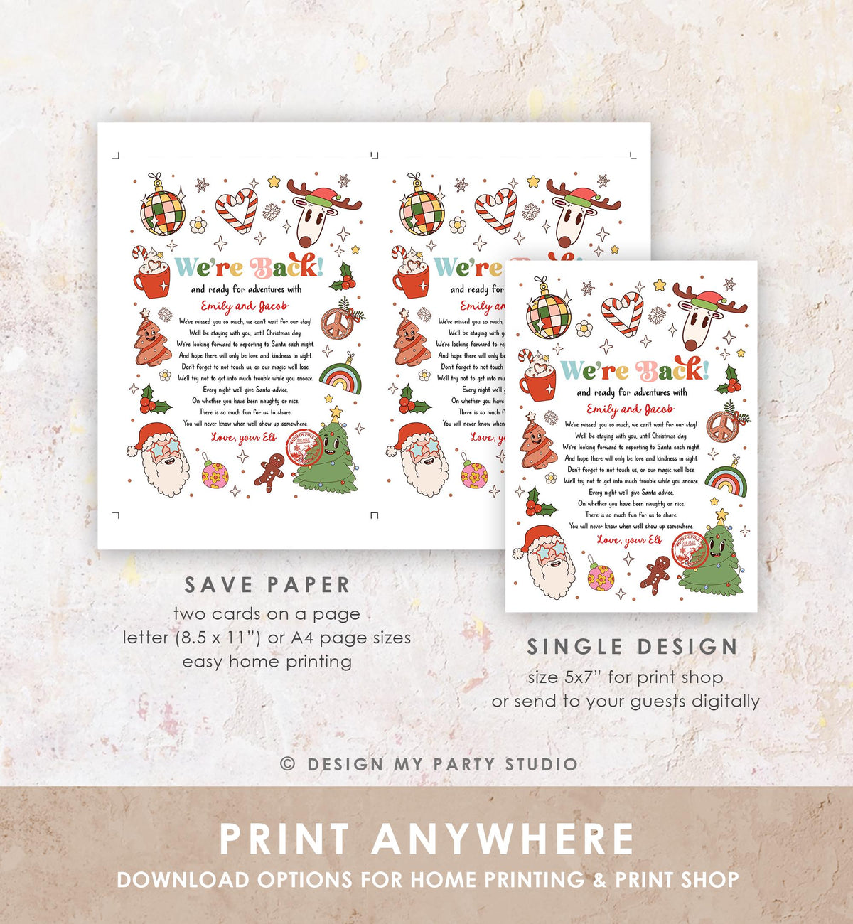 Editable Elf Arrival Letter Return Letter Christmas Elf We&#39;re Back Elf Welcome Hello from Elves Boy Girl Digital Template Printable 0522