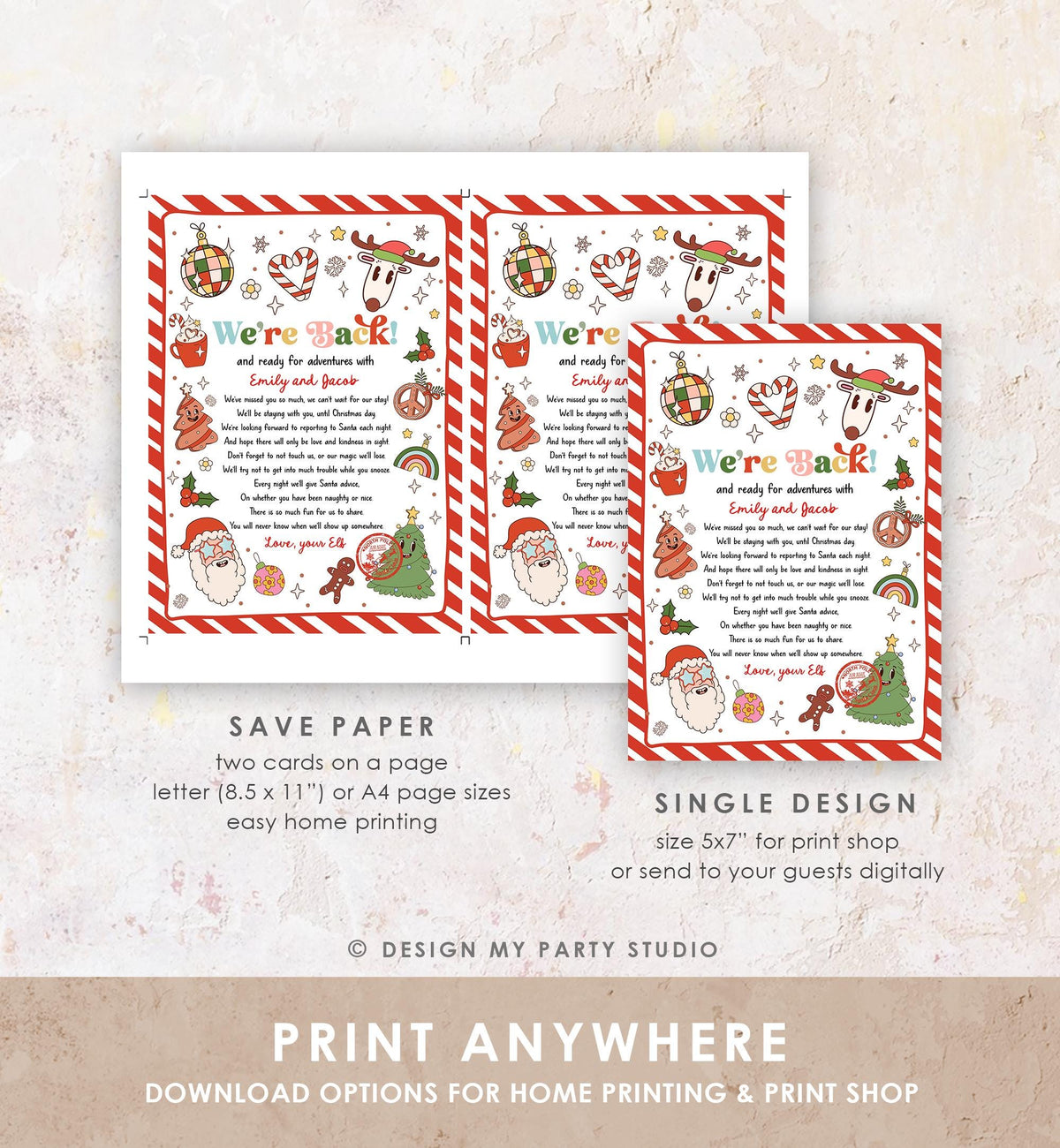 Editable Elf Arrival Letter Return Letter Christmas Elf We&#39;re Back Elf Welcome Hello from Elves Boy Girl Digital Template Printable 0522