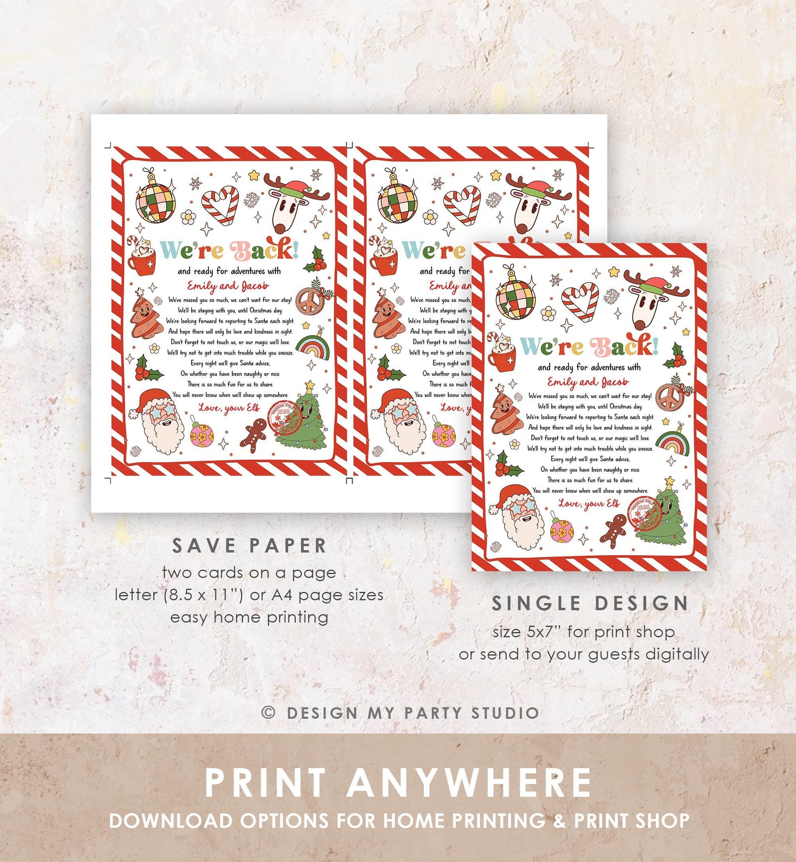 Editable Elf Arrival Letter Return Letter Christmas Elf We're Back Elf Welcome Hello from Elves Boy Girl Digital Template Printable 0522