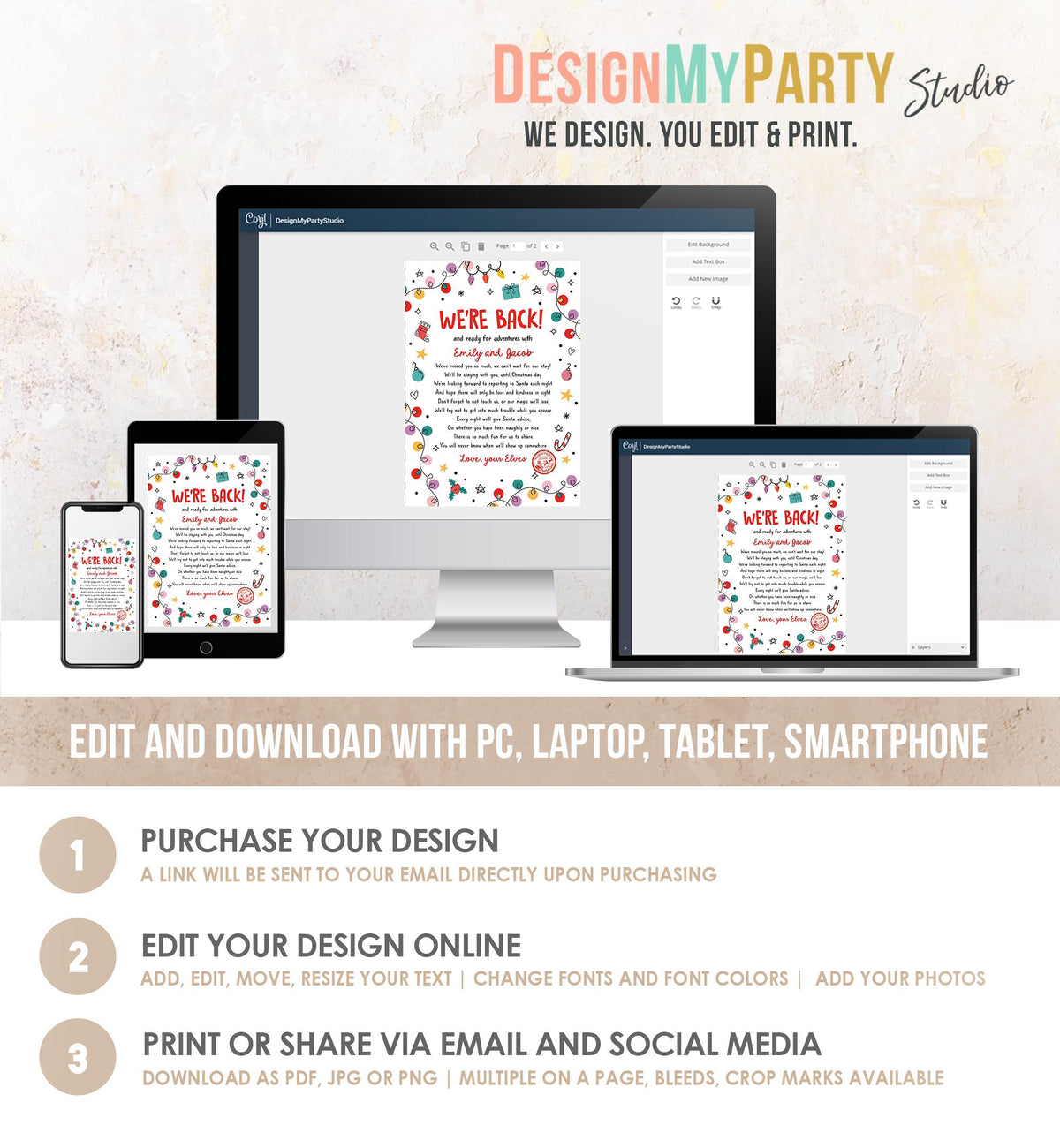 Editable Elf Arrival Letter Return Letter Christmas Elf We&#39;re Back Elf Welcome Hello from Elves Boy Girl Digital Template Printable 0521