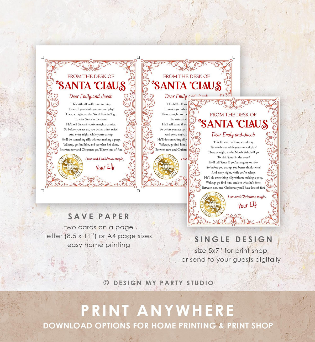 Editable From the Desk of Santa Claus First Time Elf Arrival Letter Return Letter Christmas Elf I&#39;m Back Digital Template Printable 0523
