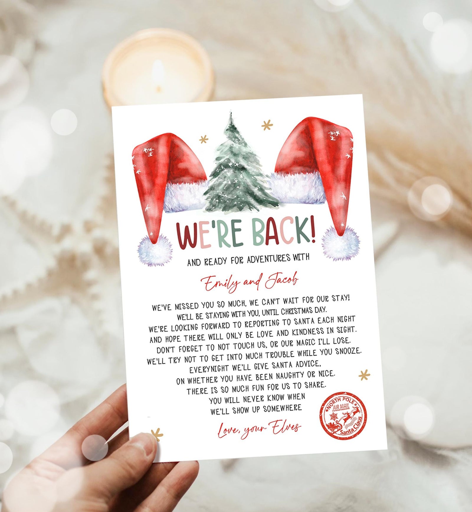 Editable Elf Arrival Letter Return Letter Christmas Elf We're Back Elf Welcome Hello Letter from Elves Boy and Girl Printable Template 0444