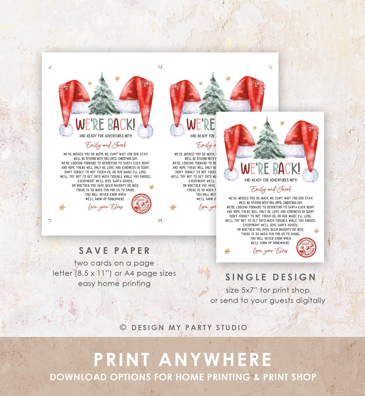 Editable Elf Arrival Letter Return Letter Christmas Elf We&#39;re Back Elf Welcome Hello Letter from Elves Boy and Girl Printable Template 0444