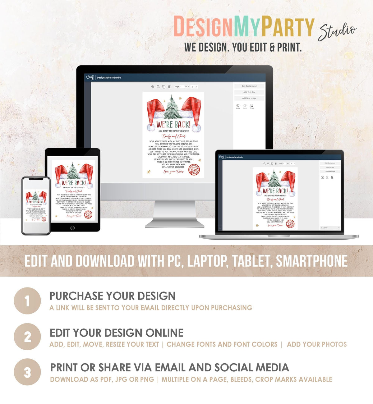 Editable Elf Arrival Letter Return Letter Christmas Elf We&#39;re Back Elf Welcome Hello Letter from Elves Boy and Girl Printable Template 0444