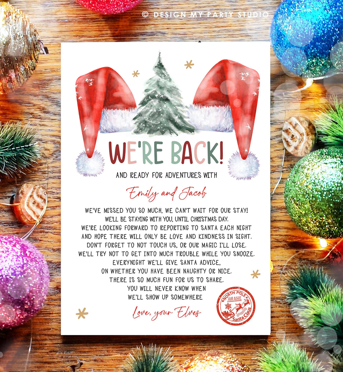 Editable Elf Arrival Letter Return Letter Christmas Elf We&#39;re Back Elf Welcome Hello Letter from Elves Boy and Girl Printable Template 0444