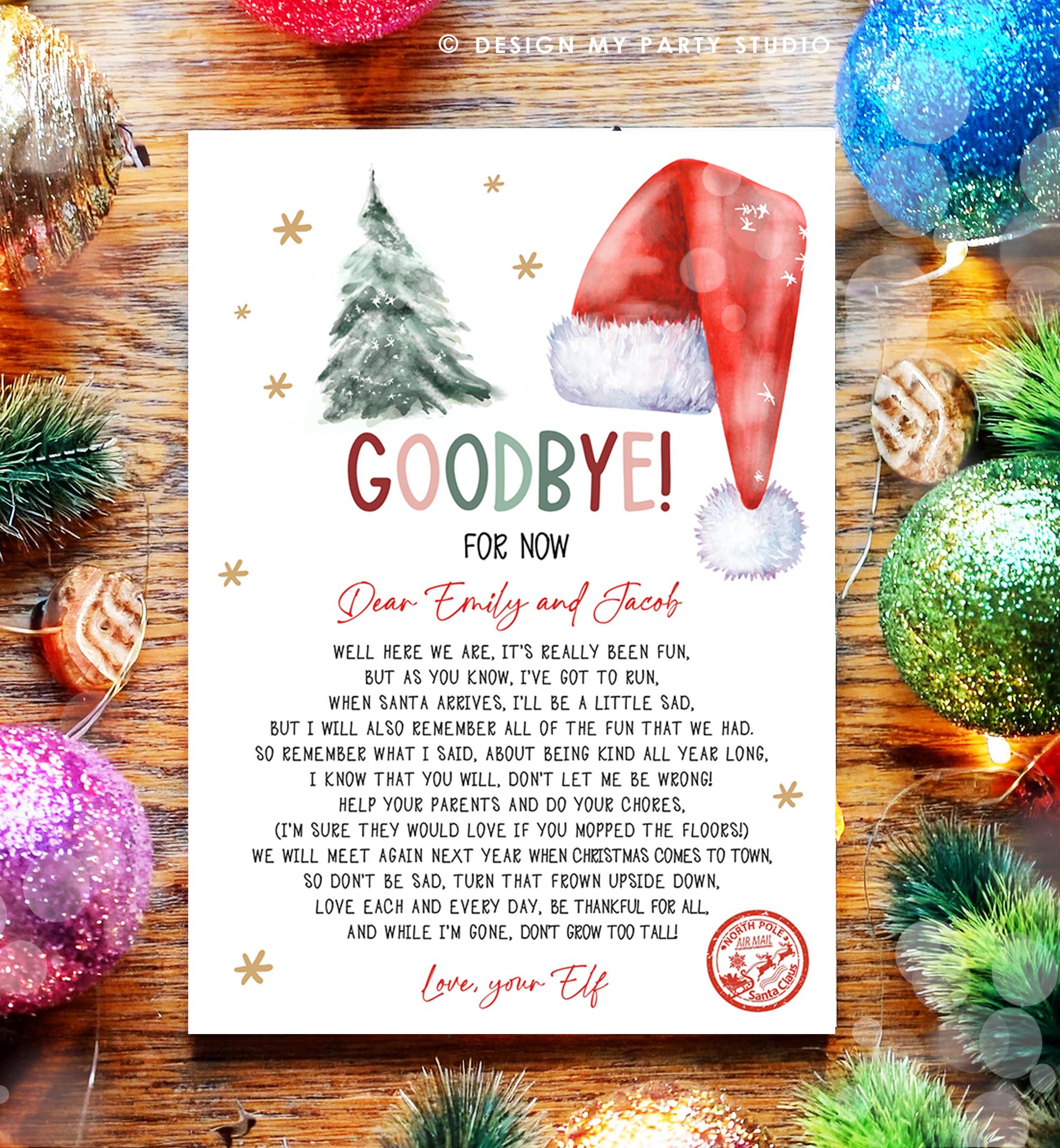 Editable Elf Goodbye Letter Departure Letter Christmas Goodbye from Your Elf Christmas Elf Letter Santa Claus Poem Printable Template 0444