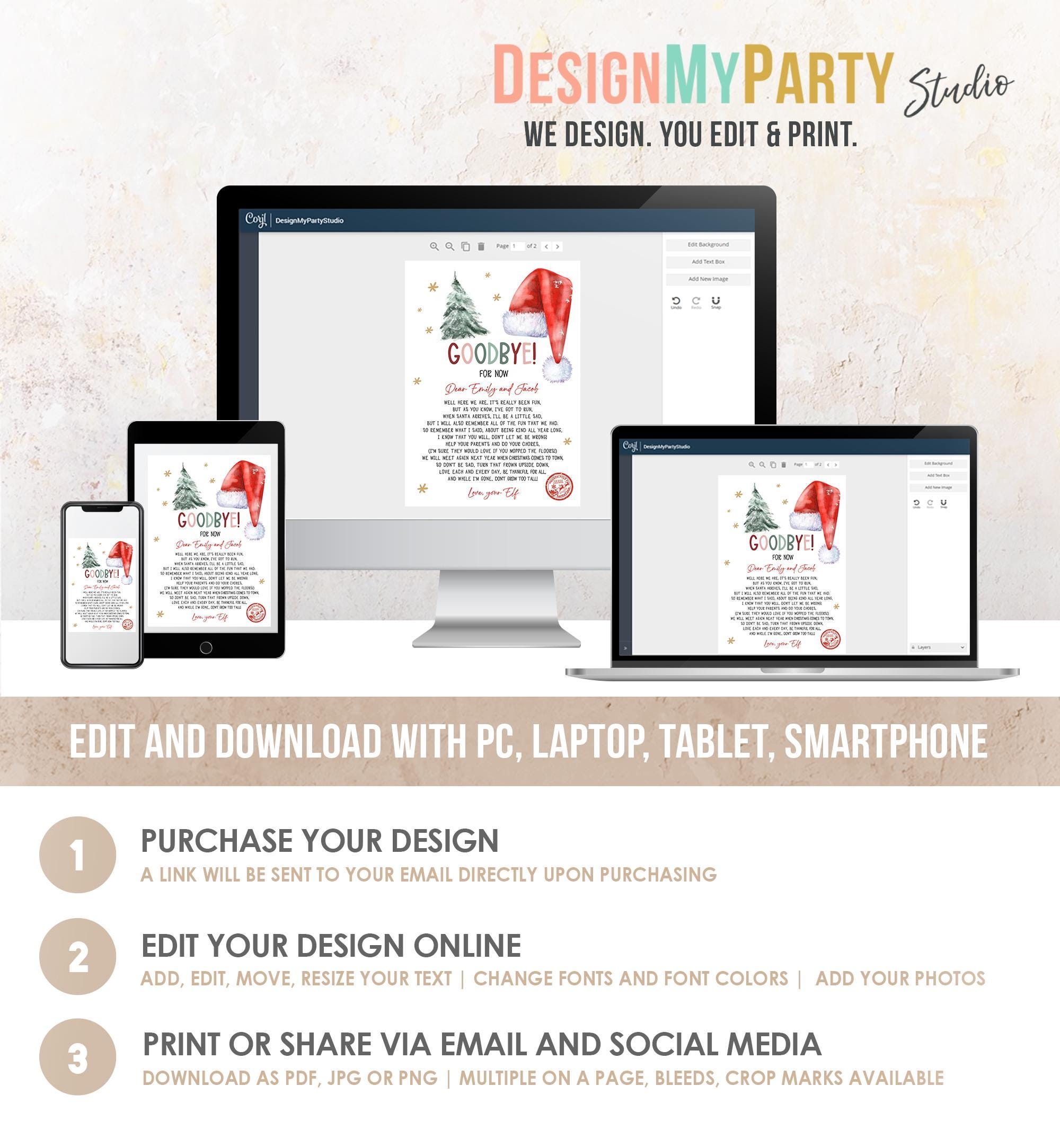 Editable Elf Goodbye Letter Departure Letter Christmas Goodbye from Your Elf Christmas Elf Letter Santa Claus Poem Printable Template 0444