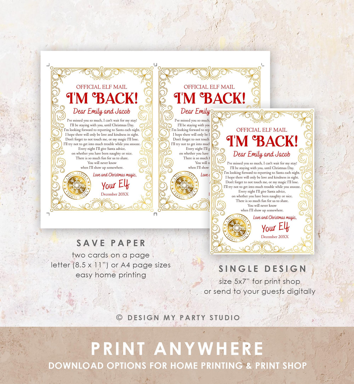 Editable Elf Arrival Letter Return Letter Christmas Elf I&#39;m Back Elf Welcome Xmas Elf Letter From Your Elf Official Printable Template 0523