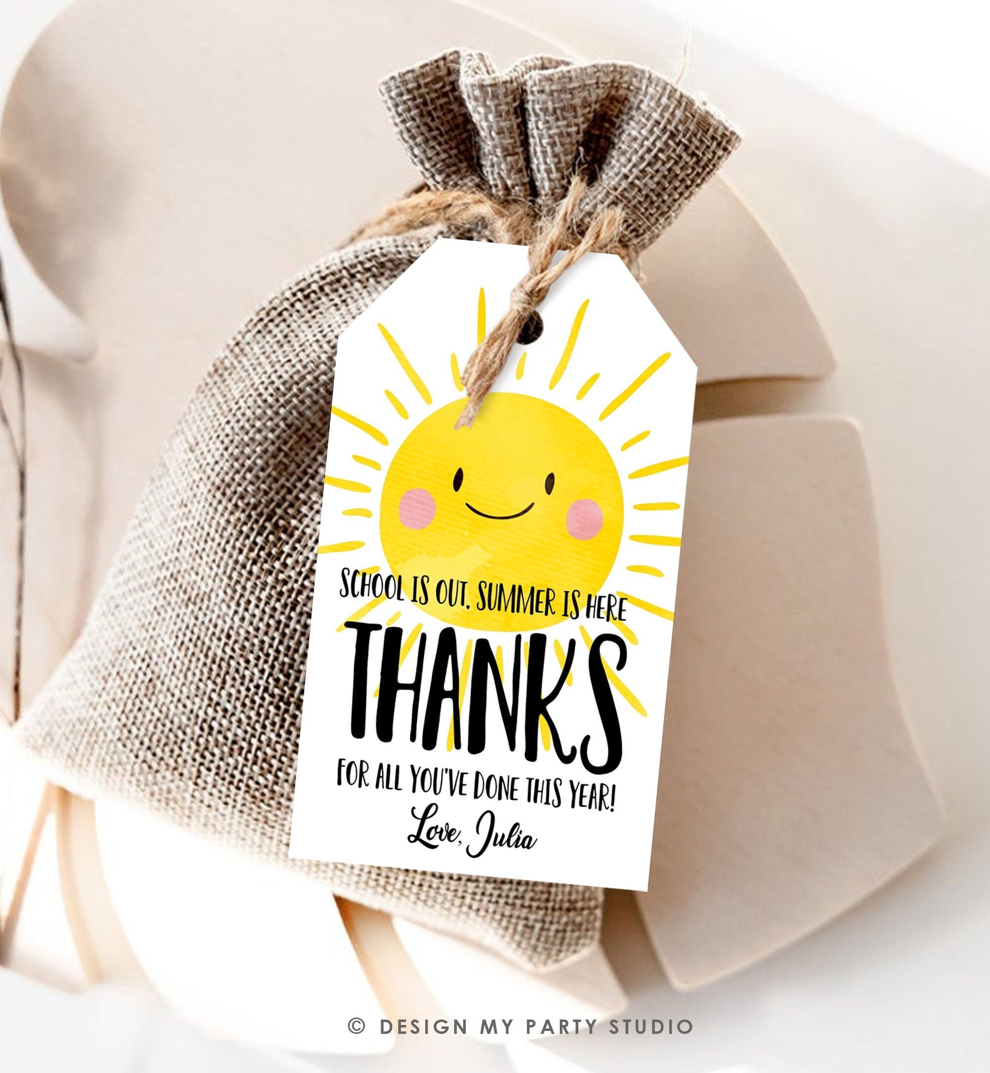 Editable Summer Teacher Appreciation Gift Tag Kids Your Turn To Relax In The Sun Tag End Of School Year Tag Digital Template Printable 0464