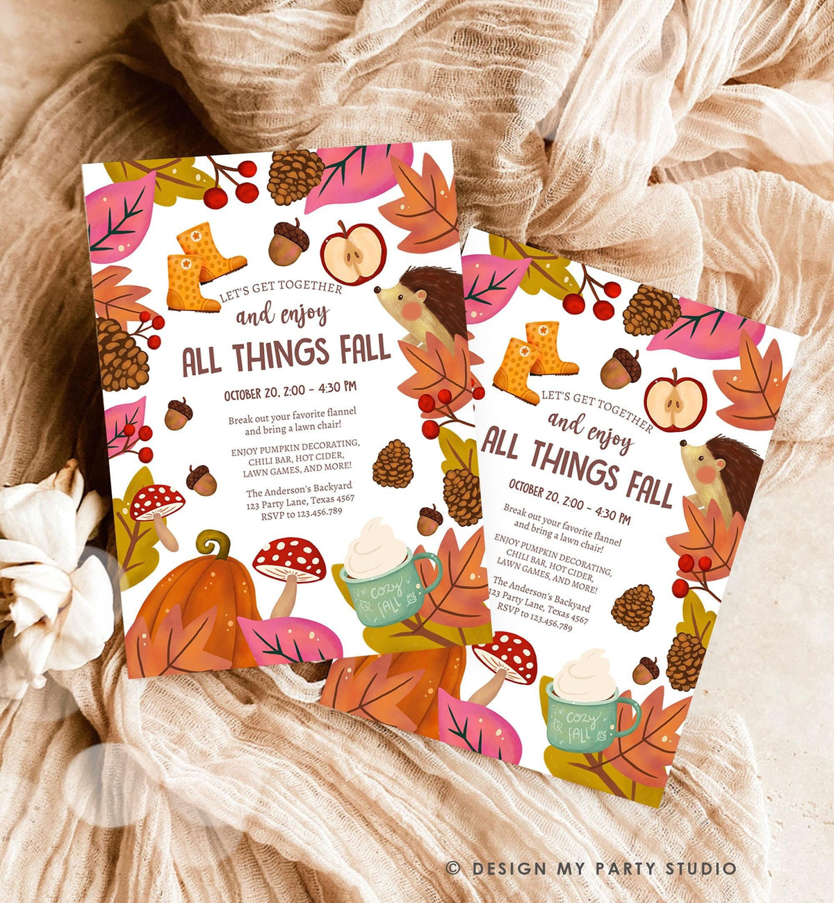 Hello Fall Invitation Editable All Things Fall Invitation Fall Celebration Fall Harvest Part ...