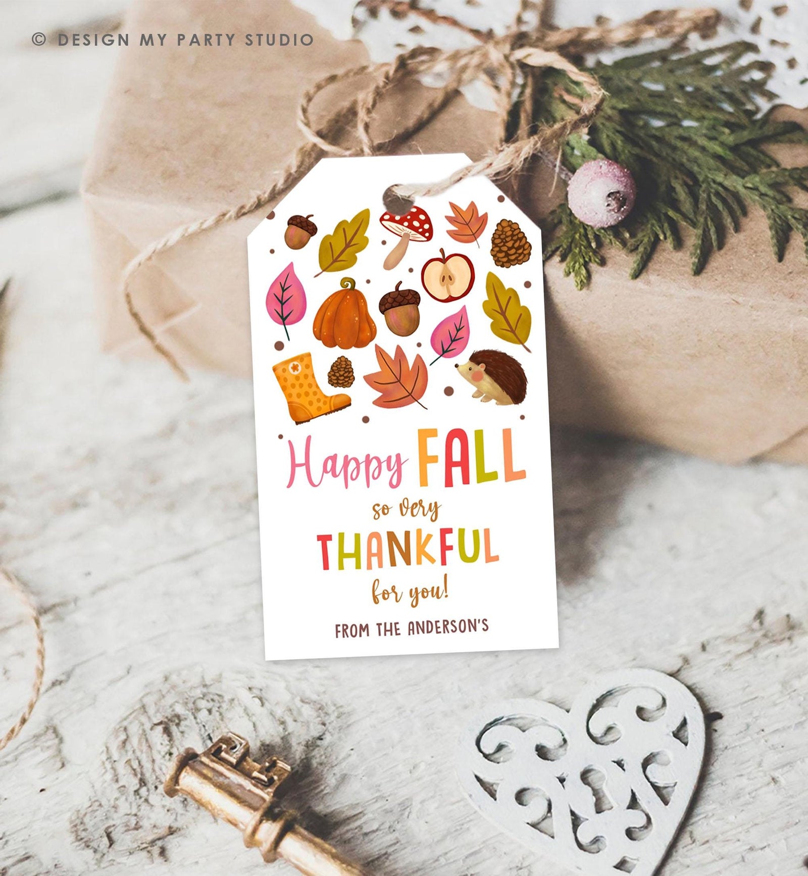 Editable Happy Fall Gift Tags Thanksgiving Favor Tag Teacher Appreciation Thankful for You Leaves Download Printable Template 0464 0516