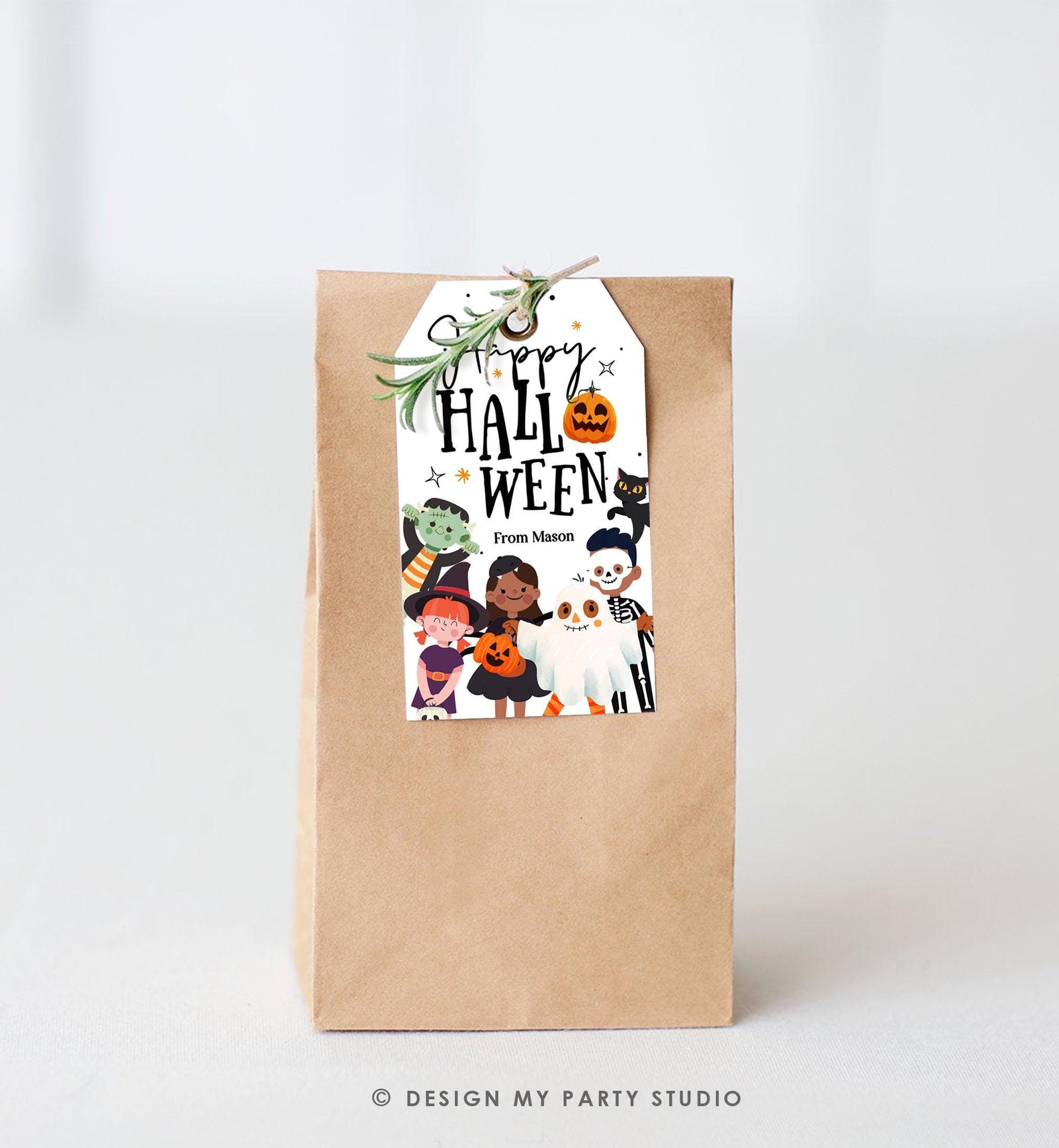 Editable Happy Halloween Gift Tags Trick Or Treat Favor Tags Ghost Treat Tag Personalized Download Printable Template Digital 0261 0473 0009