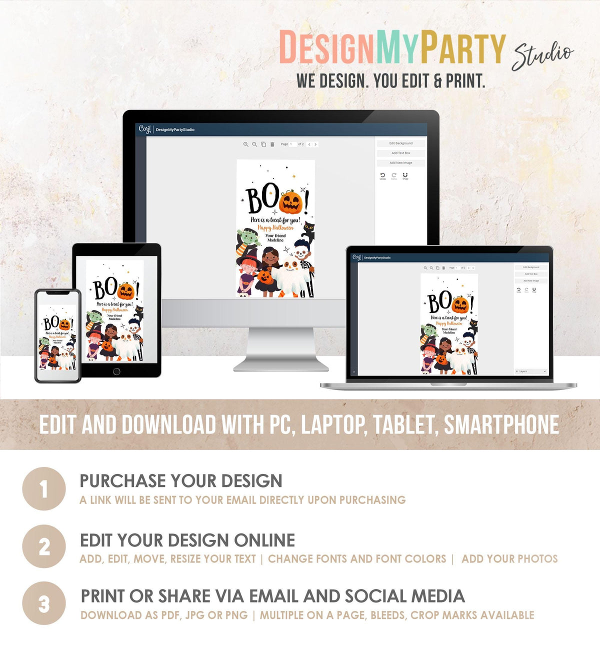 Editable Halloween Favor Tags Boo Gift Tag Costume Party Trick Or Treat Favor Tag Birthday Party Download Printable Template 0473 0261