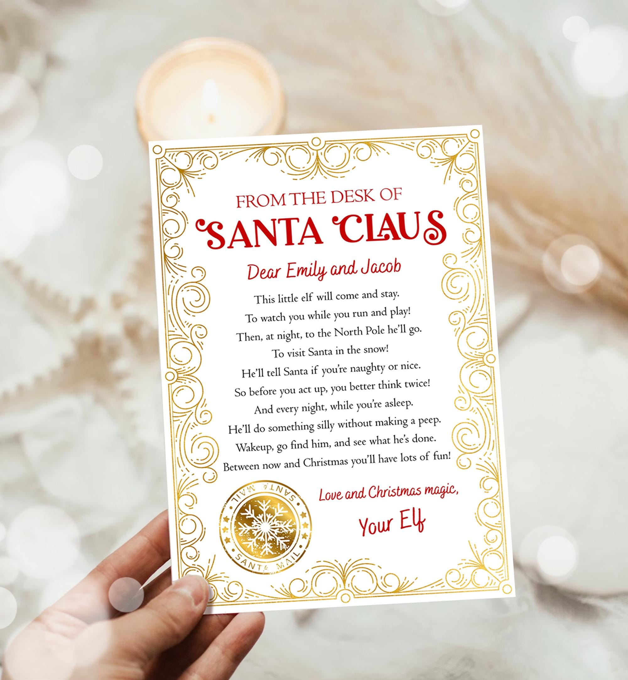 Editable From the Desk of Santa Claus First Time Elf Arrival Letter Return Letter Christmas Elf I'm Back Digital Template Printable 0523