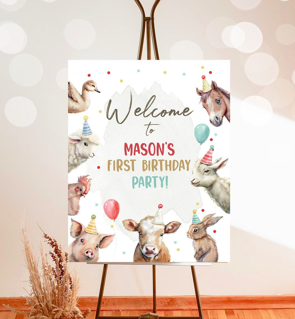 Editable Farm Birthday Welcome Sign Boy Barnyard Birthday Welcome Poster Farm Animals Birthday Welcome Boy Digital Template Printable 0448