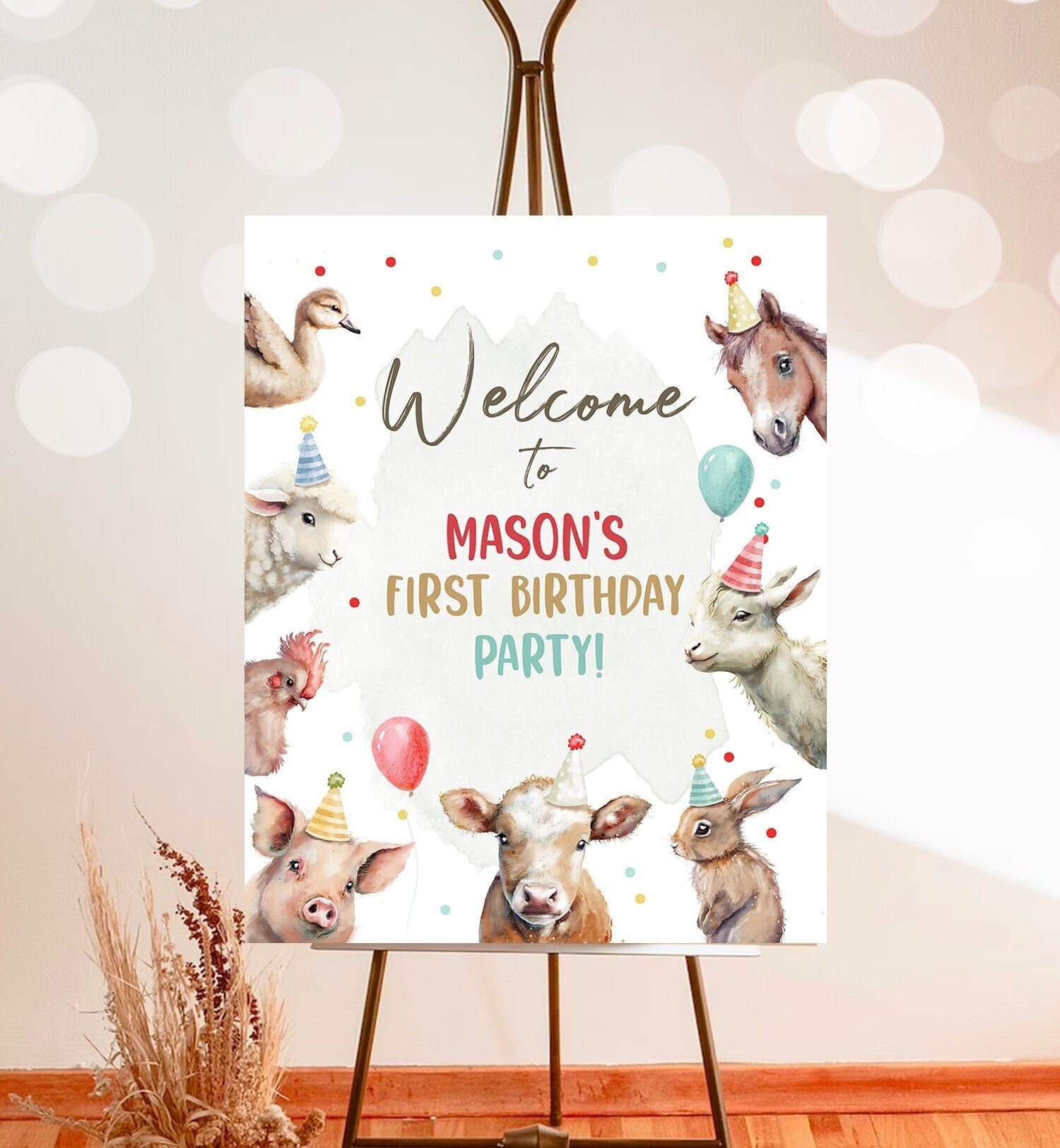 Editable Farm Birthday Welcome Sign Boy Barnyard Birthday Welcome Poster Farm Animals Birthday Welcome Boy Digital Template Printable 0448