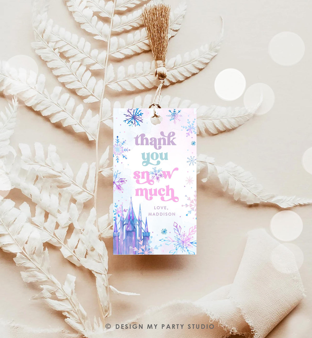 Editable Thank You Snow Much Favor Tag Winter Snowflakes Onederland Wonderland Gift Tag Pink Girl Christmas Digital Template Printable 0518