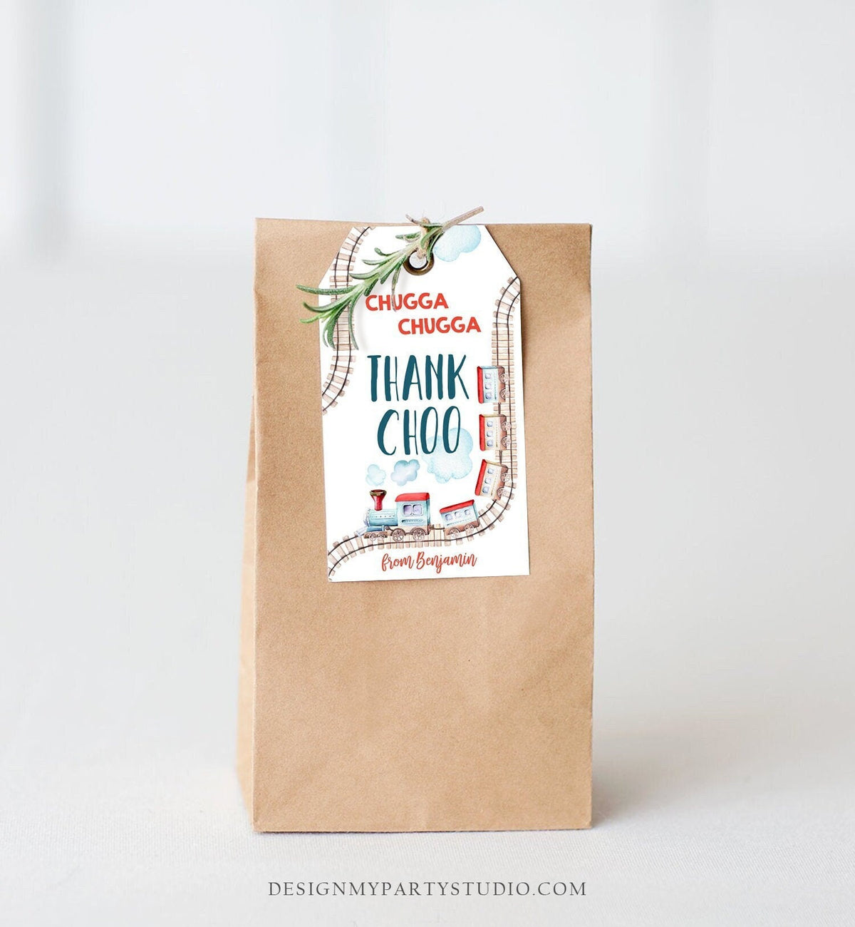 Editable Favor Tags Train Birthday Thank You Tags Vintage Train Party Chugga Choo Choo Thank Choo Red Boy Digital Template Printable 0149