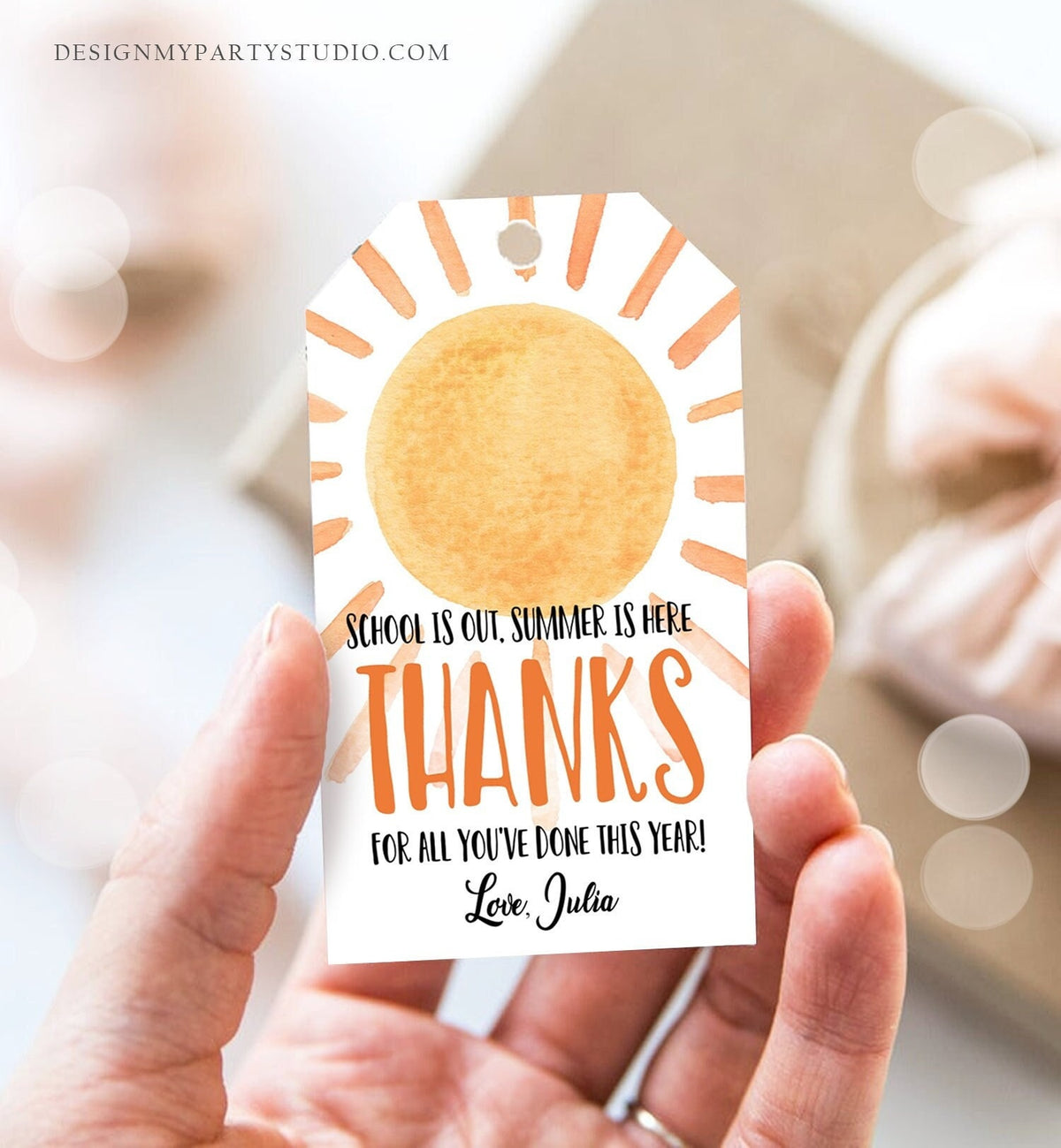 Editable Teacher Appreciation Gift Tags Sunshine Thank You Tag Schools Out Summer End of Year Tag Template Digital Download Printable 0464