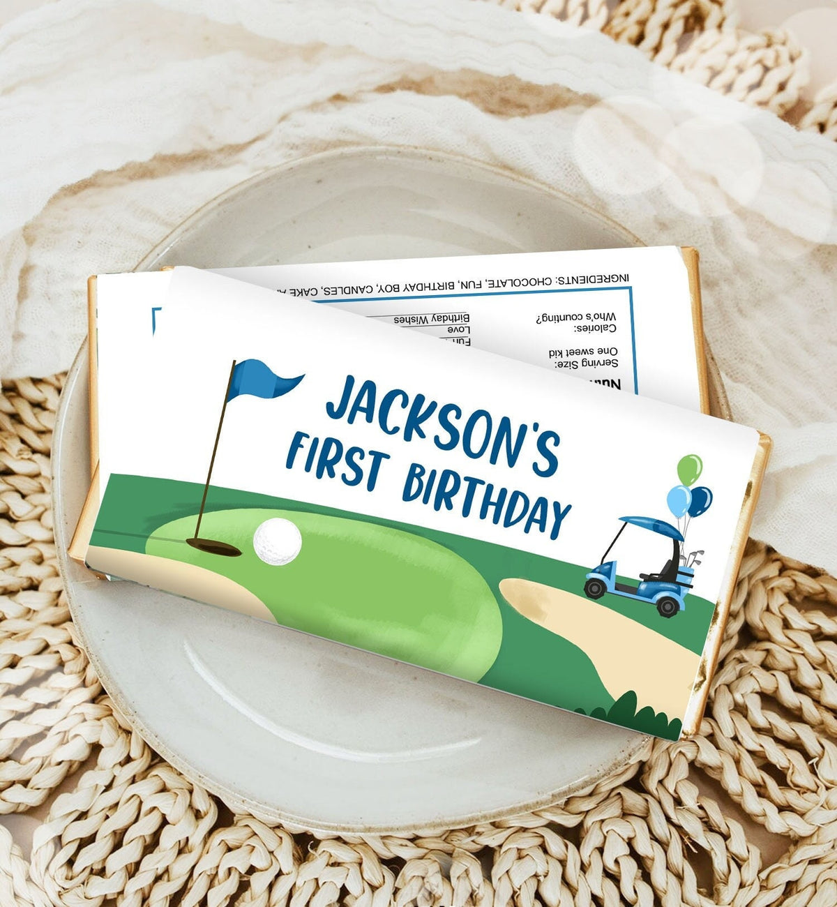 Editable Golf Candy Bar Wrapper Boy Blue Golf Cart Birthday Label Par-Tee Golfing Party Hole in One Digital Download Template Printable 0405