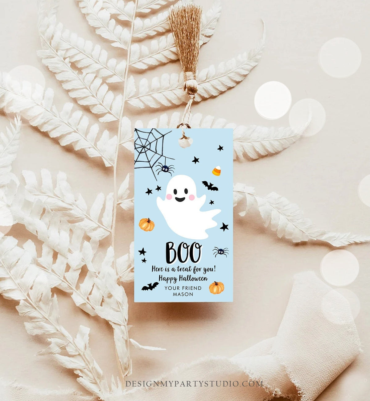 Editable Halloween Favor Tag Boo Gift Tag Costume Party Trick Or Treat Boy Blue Birthday Party Digital Download Template Printable 0418 0261