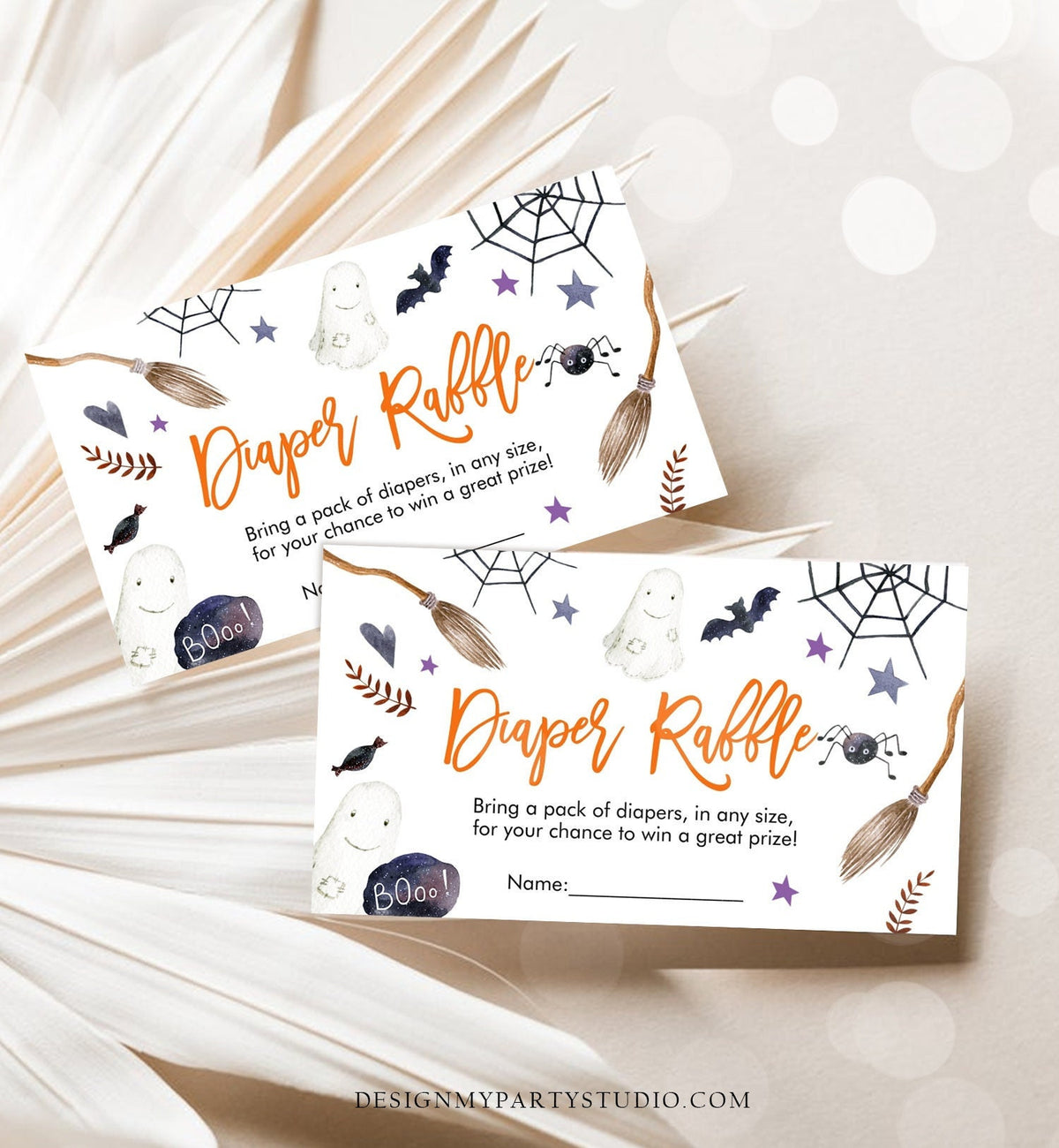 Editable Halloween Diaper Raffle Ticket Peek a Boo Halloween Baby Shower Registry Card Diaper Game Digital Download Template Printable 0199