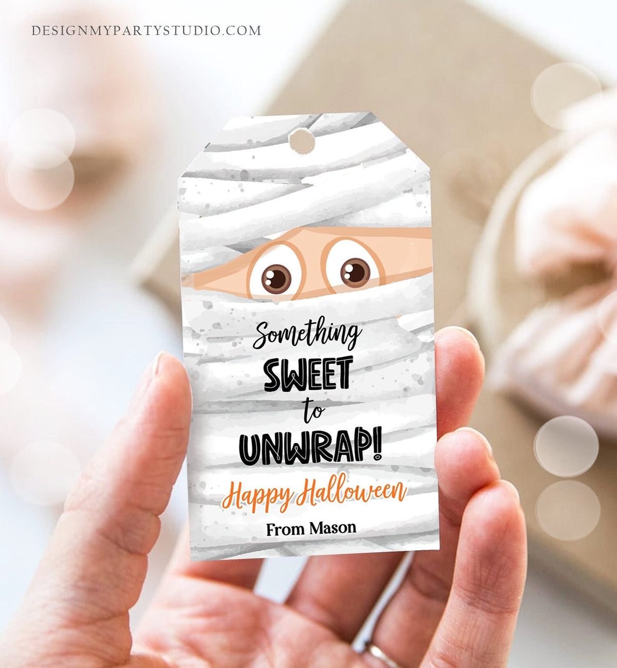 Editable Halloween Favor Tags Mummy Gift Tags Costume Party Trick Or Treat Favor Tags Mummy Treat Digital Download Template Printable 0261