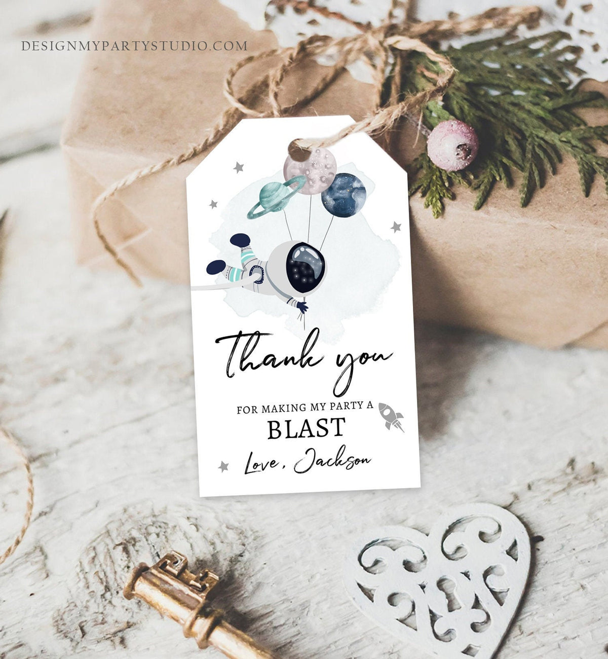 Editable Outer Space Favor Tag Space Birthday Thank You Label Galaxy Gift Trip Astronaut Boy Digital Download Template Printable 0366