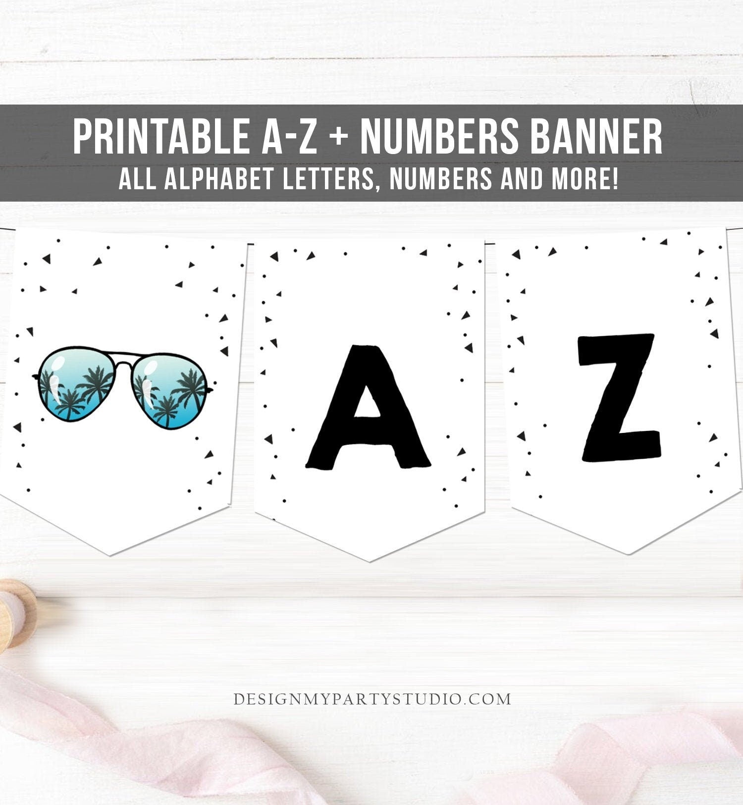 Two Cool Birthday Banner A-Z Alphabet Numbers Banner First Happy Birthday Banner Boy Two Legit to Quit One Cool Dude Digital Printable 0136
