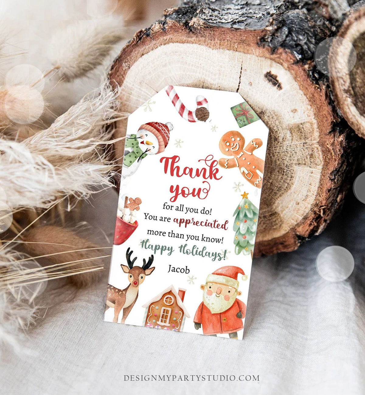 Editable Thank you for all you do Favor Tag Christmas Gift Holiday Appreciation Teacher Family Staff Digital Template Printable 0443 0445