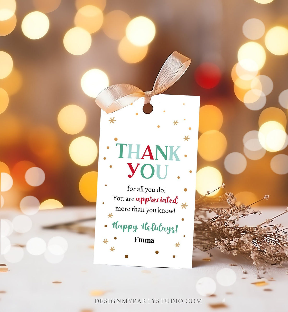 Editable Thank you for all you do Favor Tag Christmas Gift Tag Holiday Appreciation Teacher Family Staff Digital Template Printable 0443