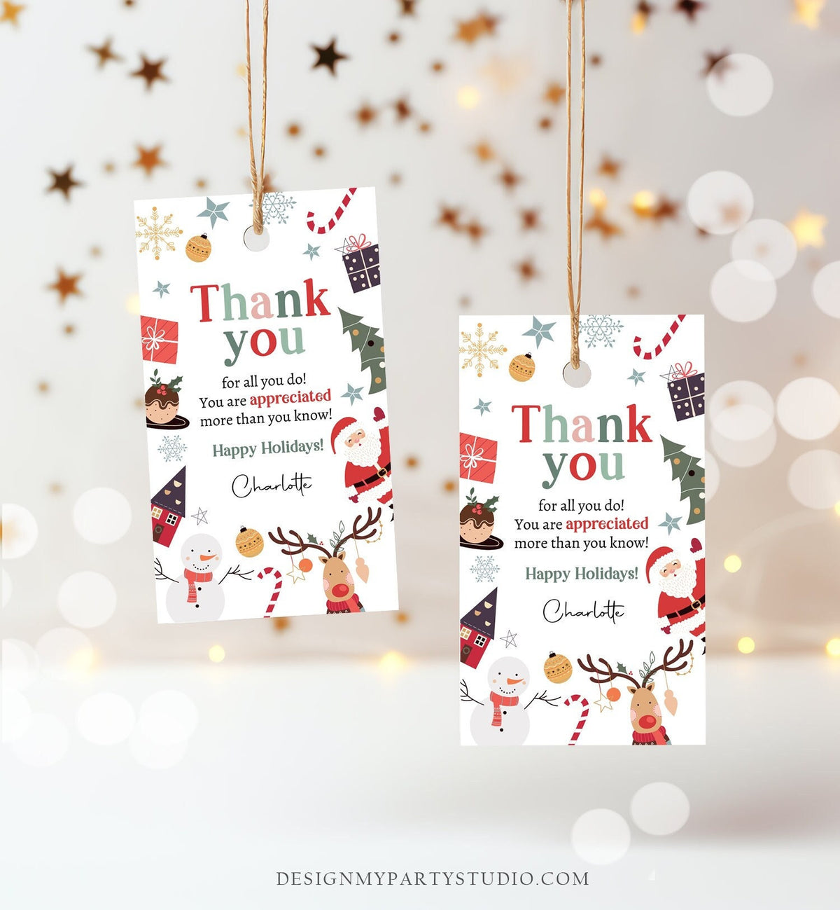 Editable Thank you for all you do Favor Tag Christmas Gift Tag Holiday Appreciation Teacher Family Staff Digital Template Printable 0443