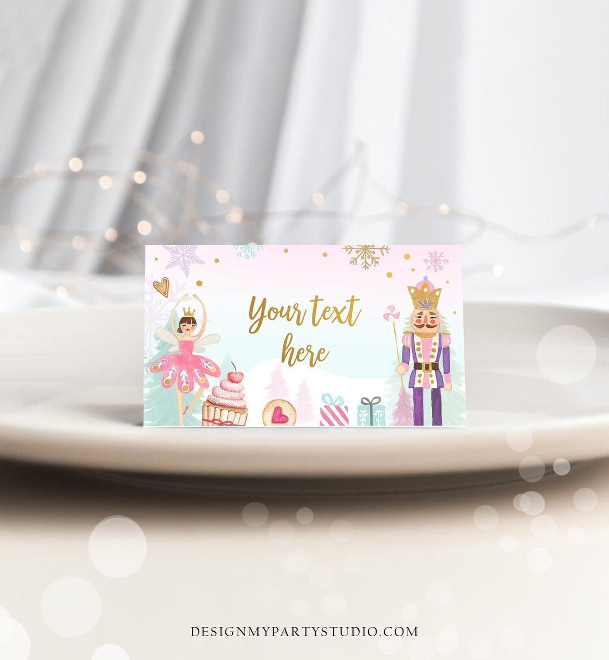 Editable Nutcracker Birthday Food Tent Cards Nutcracker Labels Girl Winter Party Place Cards Land of Sweets Digital Template Printable 0352