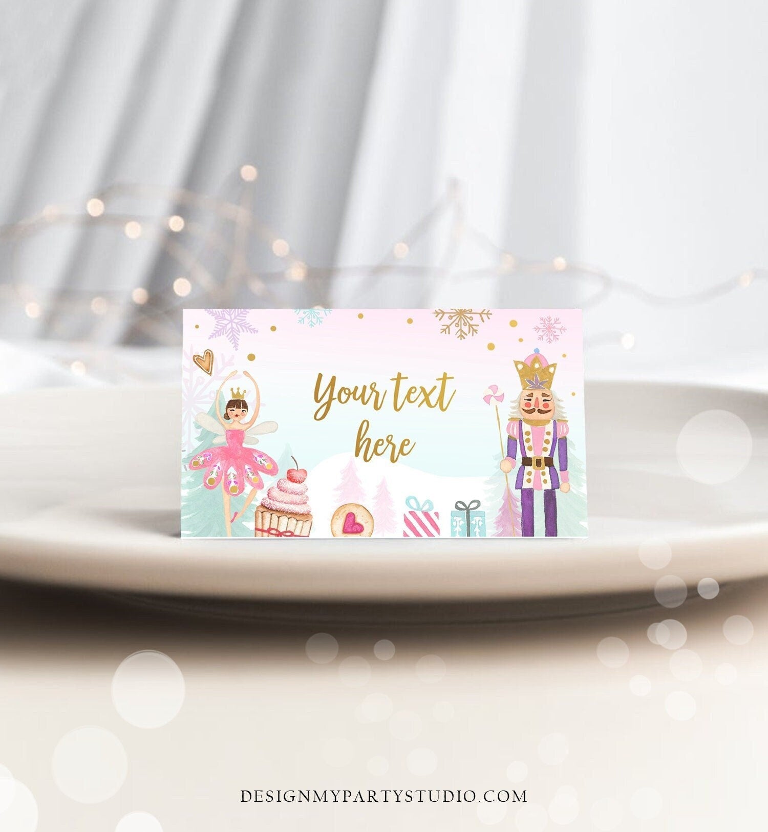 Editable Nutcracker Birthday Food Tent Cards Nutcracker Labels Girl Winter Party Place Cards Land of Sweets Digital Template Printable 0352