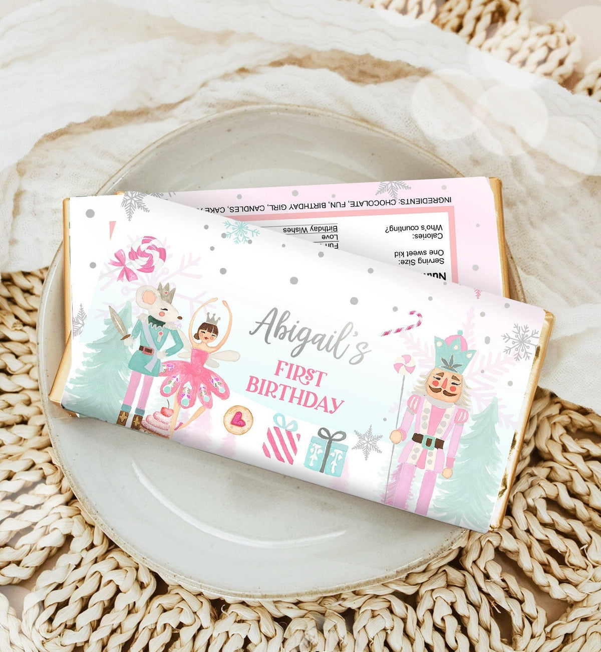 Editable Nutcracker Chocolate Bar Labels Candy Bar Nutcracker Birthday Winter Land of Sweets Digital Download Template Printable 0352